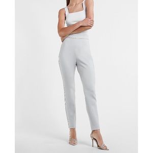 Express Super High Waisted Supersoft Double Knit Skinny Pant Silver Heather Gray